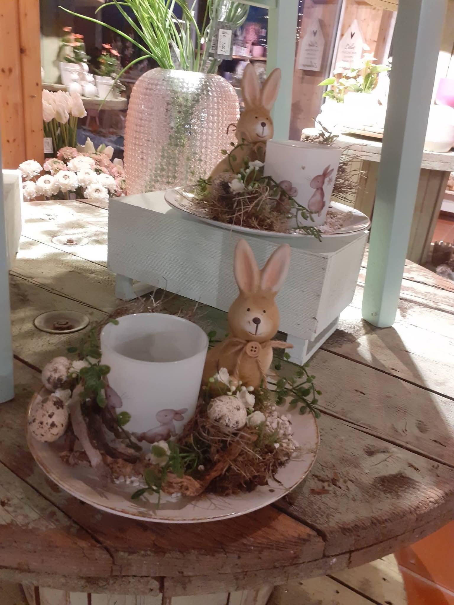 Foto Teelicht mit Hasendeko